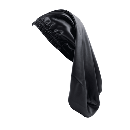 Long Silk Sleeping Cap - Black